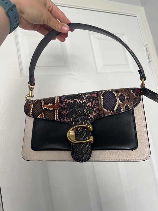 Coach Handbags - coach shoulder tabby bag with snakeskin detail